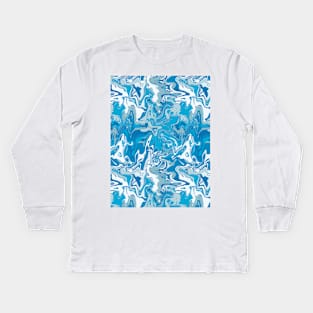 Splash Pool Marble - Digital Paint Spill Kids Long Sleeve T-Shirt